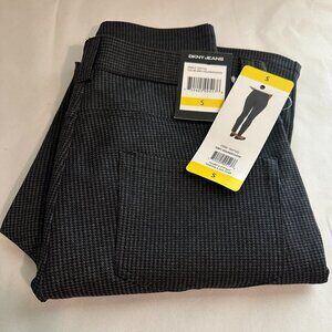 New DKNY Jeans Stretch Tapered Ponte Pants Women's Size S Grey Houndstooth Comfy